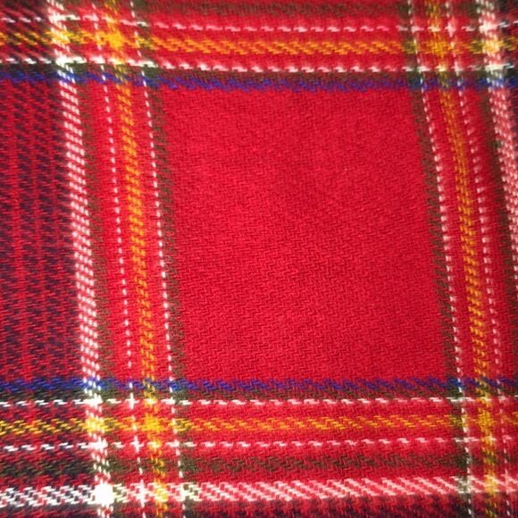 Unisex Red Multicolored Plaid Tasseled Scarf - Picture 7 of 7